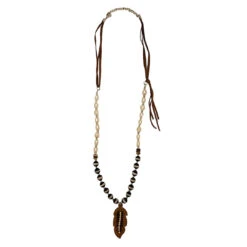 Cindy Smith Women's Leather Feather & Pearl Necklace