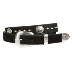 Wrangler Women's Hide Hair & Diamond Conchos Belt
