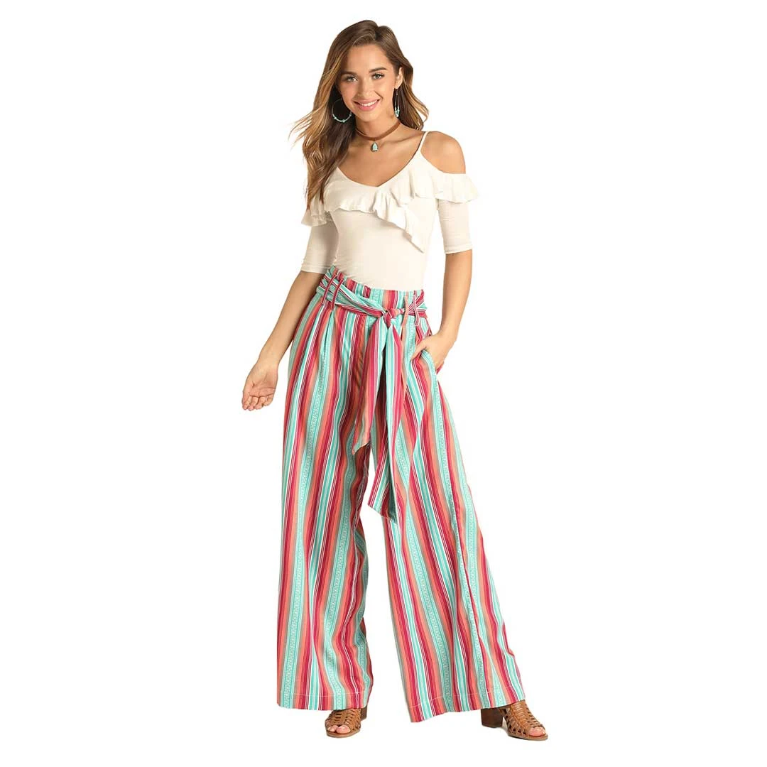 Rock & Roll Cowgirl Women's Stripe Wide Leg Pant - Image 3
