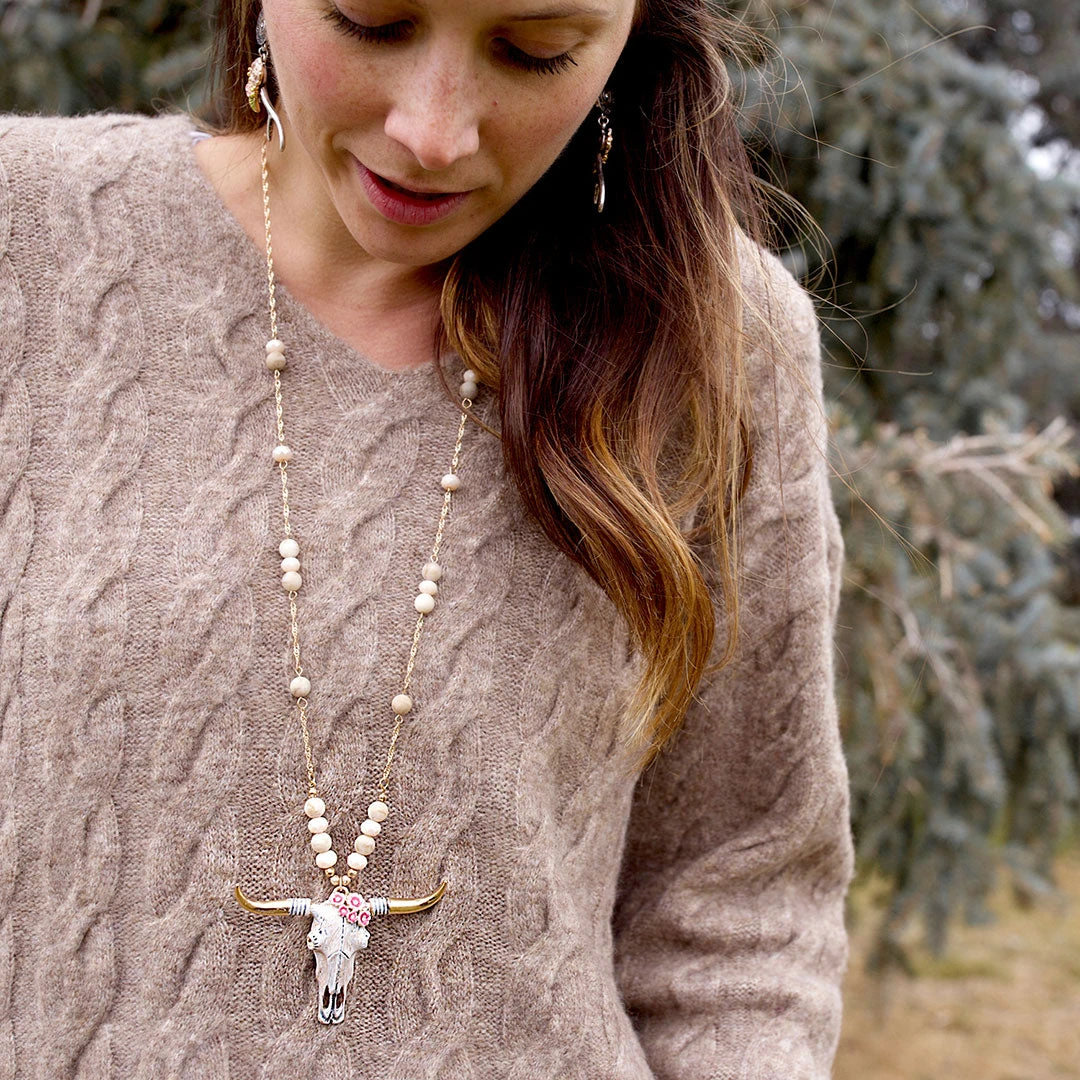 Wyo-Horse Women's Steer Skull Bead Jewelry Set - Image 3