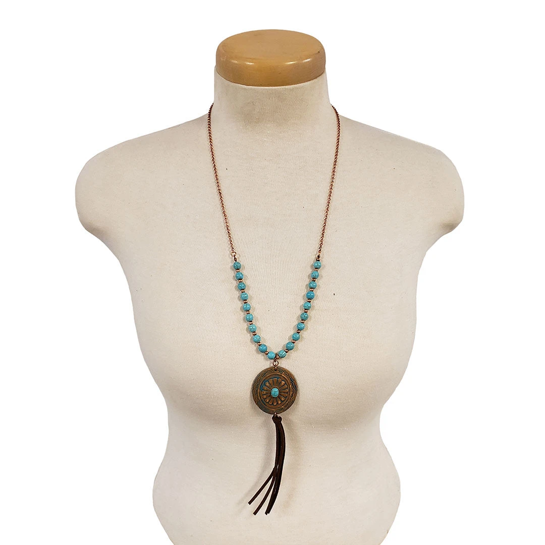 Cindy Smith Leather Concho & Turquoise Jewelry Set - Image 3