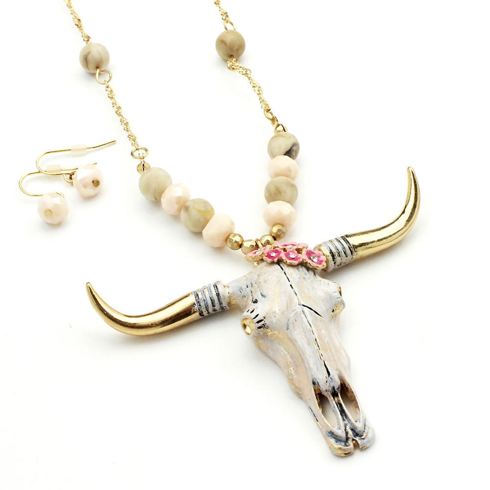 Wyo-Horse Women's Steer Skull Bead Jewelry Set