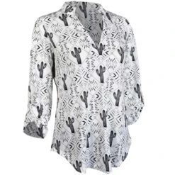 Cowgirl Hardware Women's Diamond Cactus Print Blouse