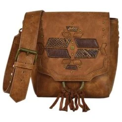 Catchfly Women's Python Print Accent Crossbody Purse