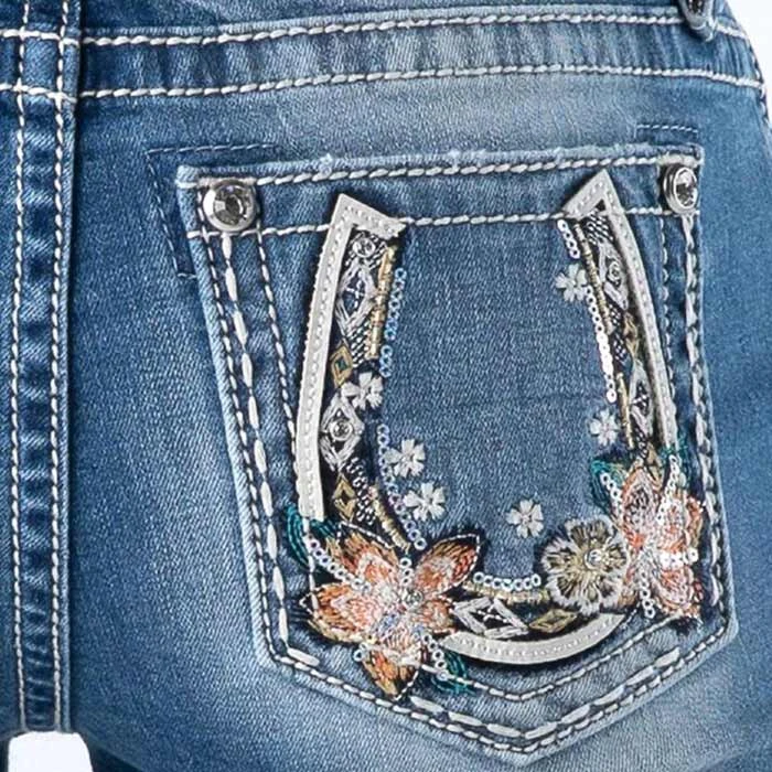 Miss Me Women's Floral Horseshoe Bootcut Jeans - Image 3