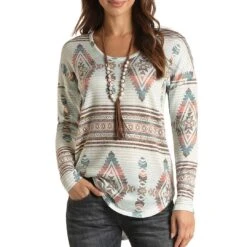 Panhandle Women's Aztec Print Long Sleeve T-shirt