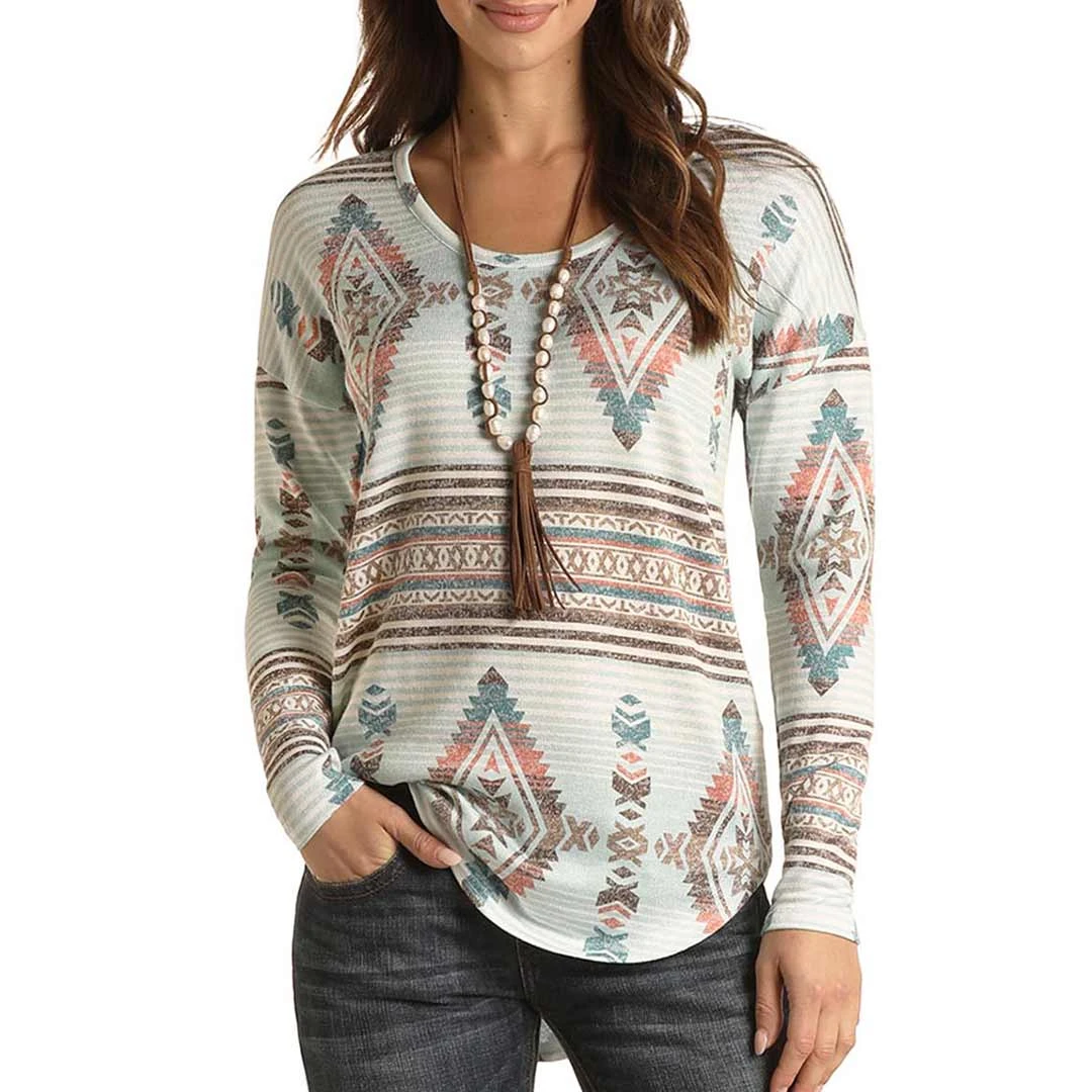 Panhandle Women's Aztec Print Long Sleeve T-shirt
