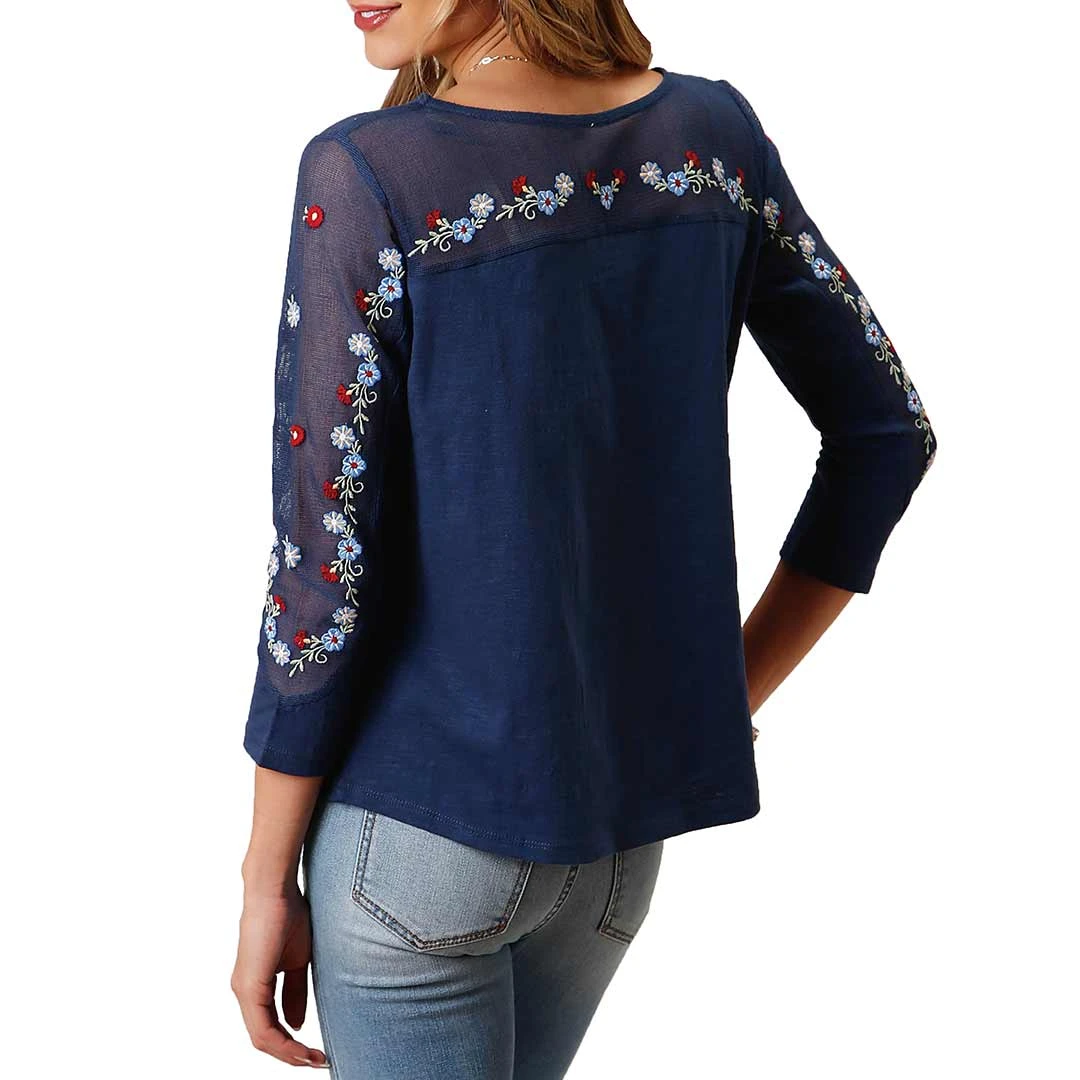 Roper Women's Mesh Embroidered Yoke Blouse - Image 2
