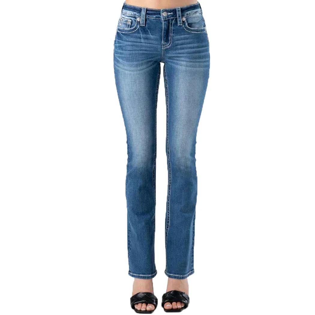 Miss Me Women's Floral Horseshoe Bootcut Jeans - Image 2