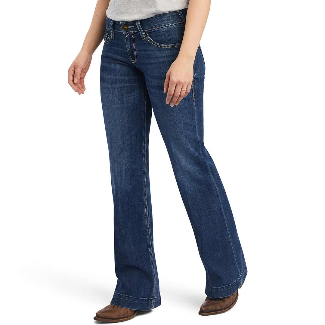 Ariat Women's Trouser Mid Rise Amaryllis Wide Leg Jeans - Image 2
