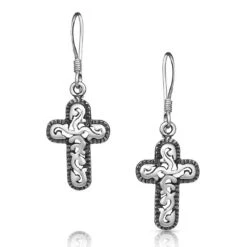 Montana Silversmiths Women's Wrapped Filigree Cross Earrings