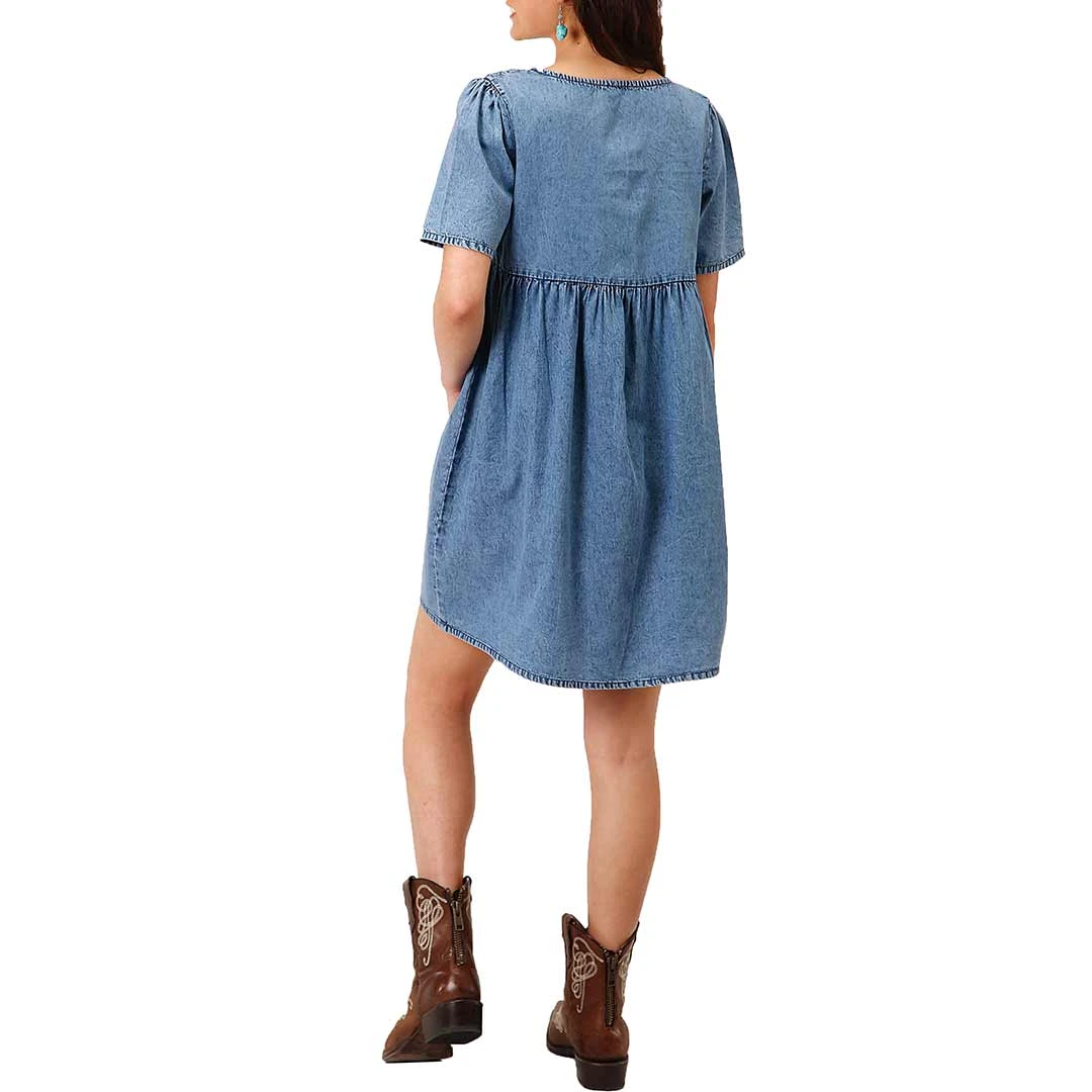 Roper Women's Cactus Embroidered Denim Mini Dress - Image 2