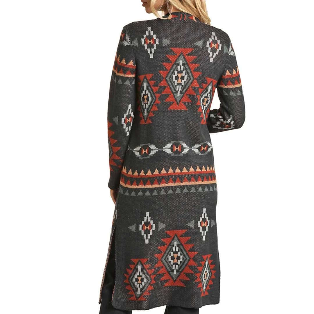 Rock & Roll Cowgirl Women's Aztec Knit Duster Cardigan - Image 2