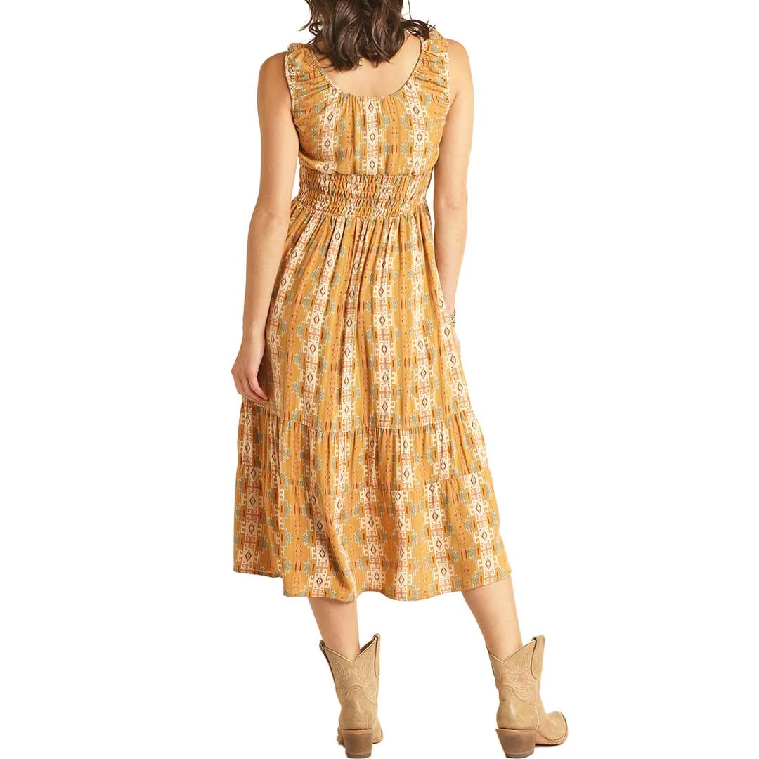 Rock & Roll Cowgirl Women's Aztec Print Peasant Midi Dress - Image 2