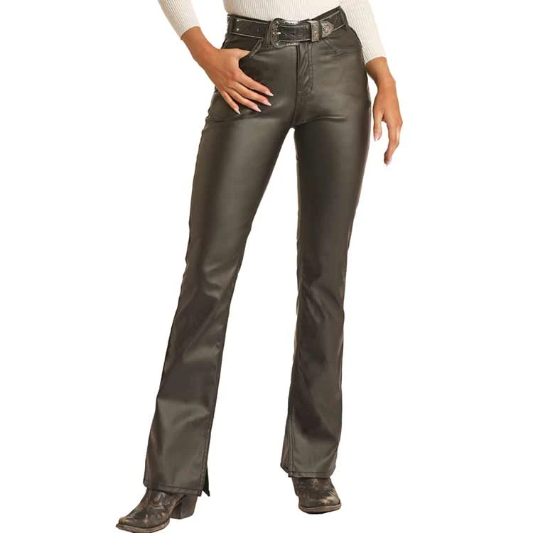 Rock & Roll Denim Women's High Rise Pleather Bootcut Jeans - Image 3