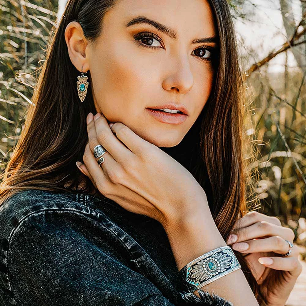 Montana Silversmiths Women's Blue Spring Cuff Bracelet - Image 3