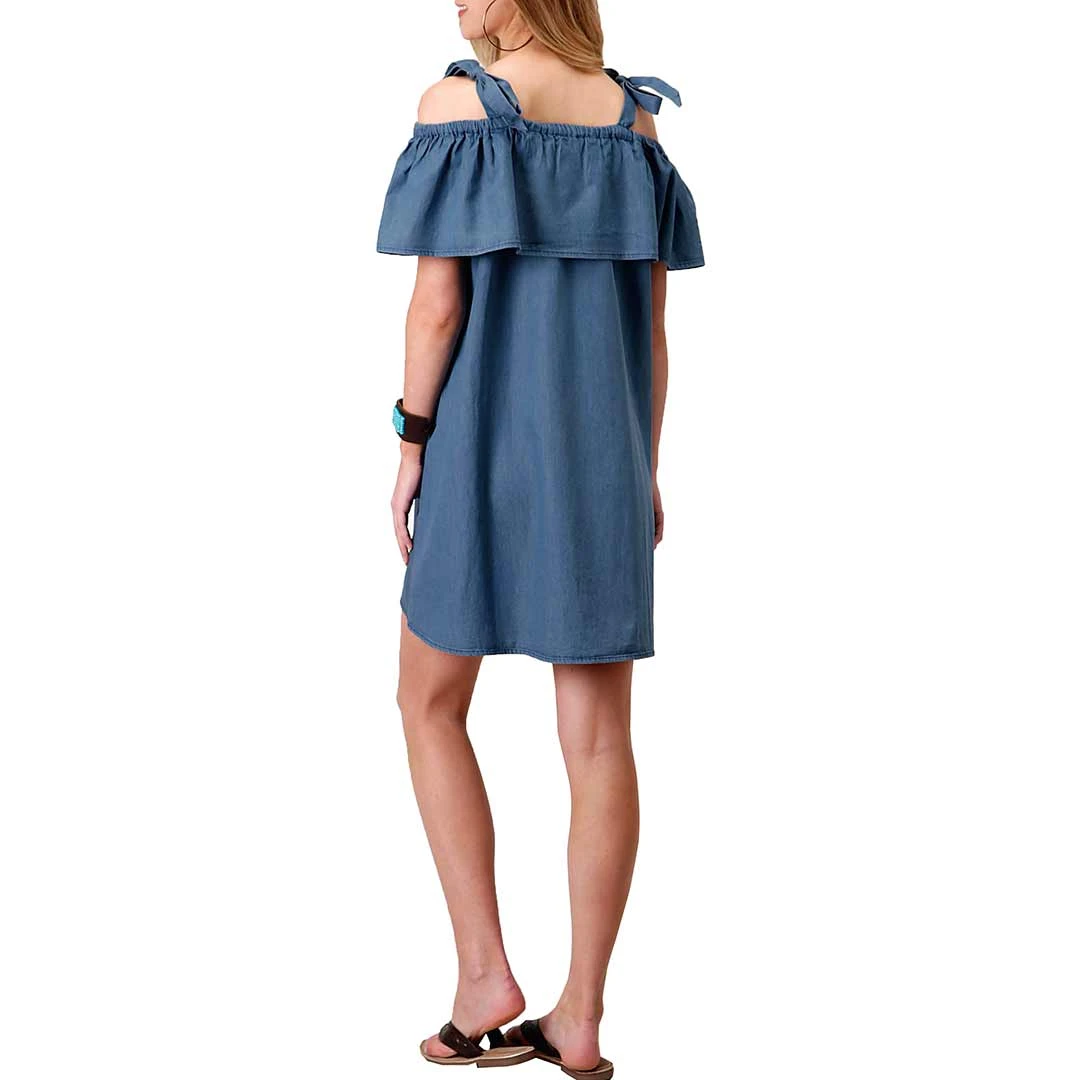 Roper Women's Tie Strap Denim Flounce Top Dress - Image 3