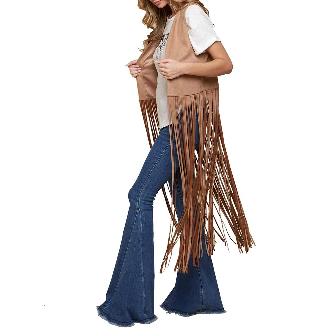Saints & Hearts Women's Long Fringe Suede Vest - Image 2