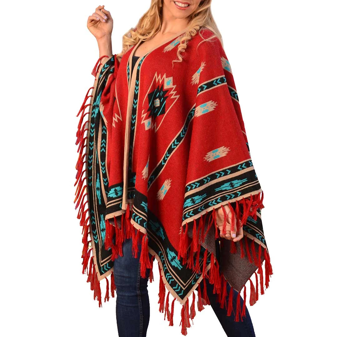 Time Of The West Women's Aztec Design Cape - Image 2