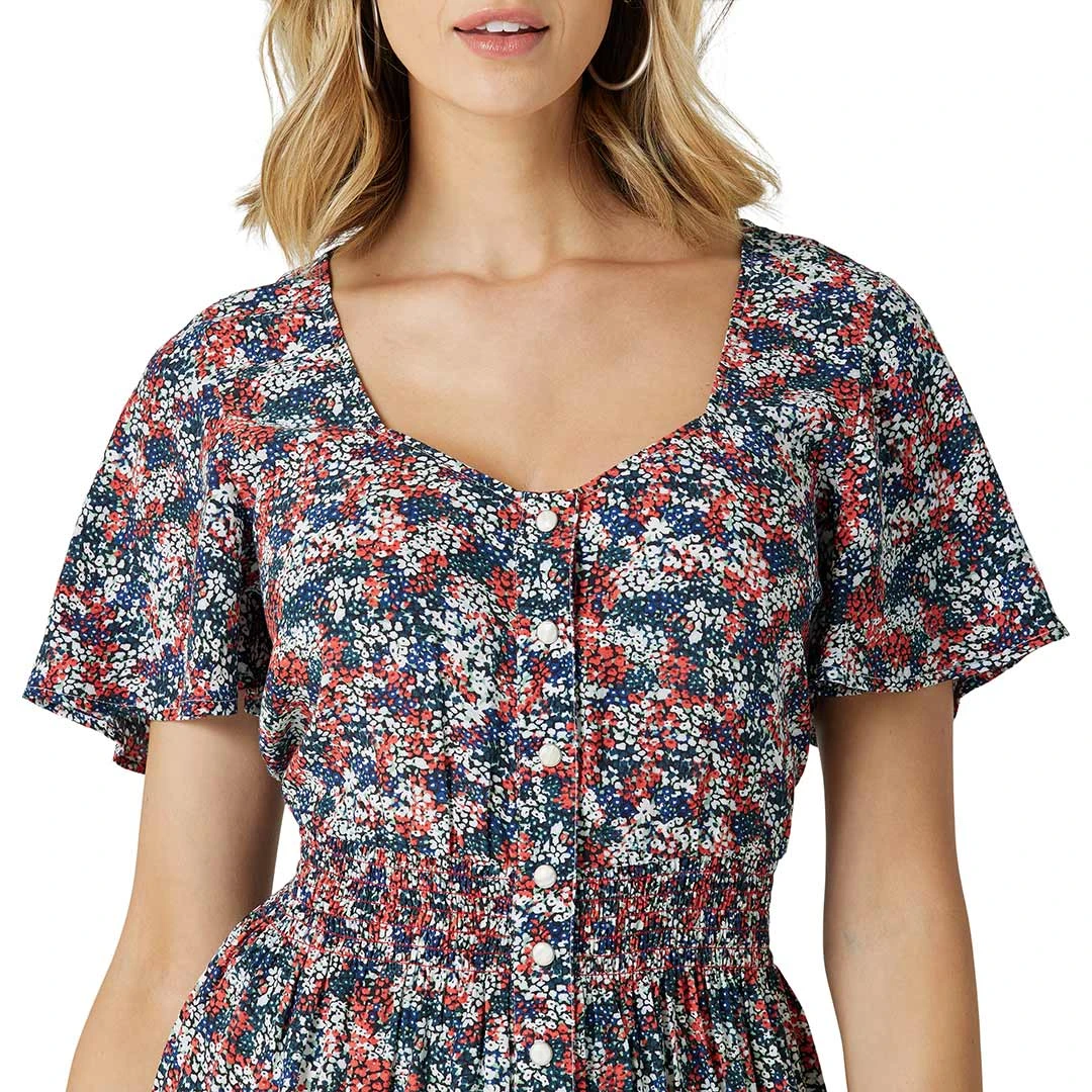 Wrangler Women's Retro Flutter Floral Snap Front Dress - Image 3