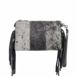 Montana West Hair-On Cowhide Leather Fringe Clutch/Crossbody Purse