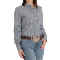 Cinch Women's Stripe Print Button-Down Shirt