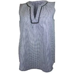 Keren Hart Women's Mini Gingham Print Sleeveless Blouse