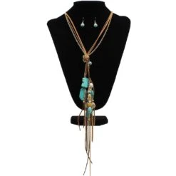 M&F Western Leather And Turquoise Jewelry Set