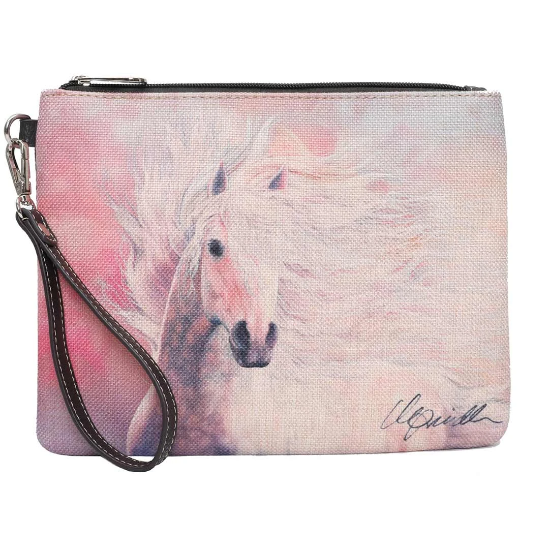 Montana West White Stallion Canvas Wristlet