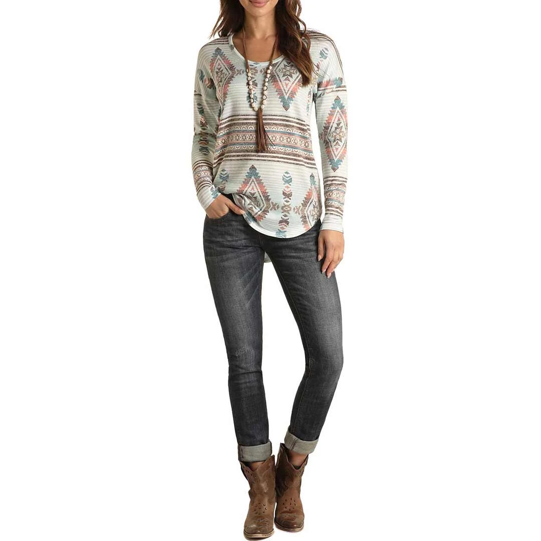Panhandle Women's Aztec Print Long Sleeve T-shirt - Image 2
