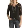 Panhandle Women's Lace 3/4 Sleeve T-Shirt