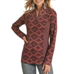 Powder River Outfitters Women's Aztec 1/4 Zip Sweater