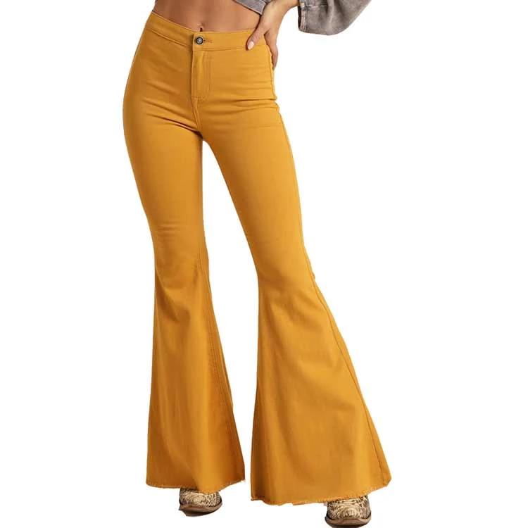 Rock & Roll Denim Women's High Rise Stretch Bell Bottom Jeans - Image 3