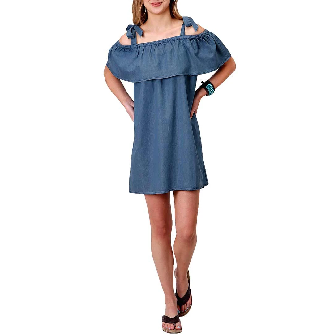 Roper Women's Tie Strap Denim Flounce Top Dress - Image 2