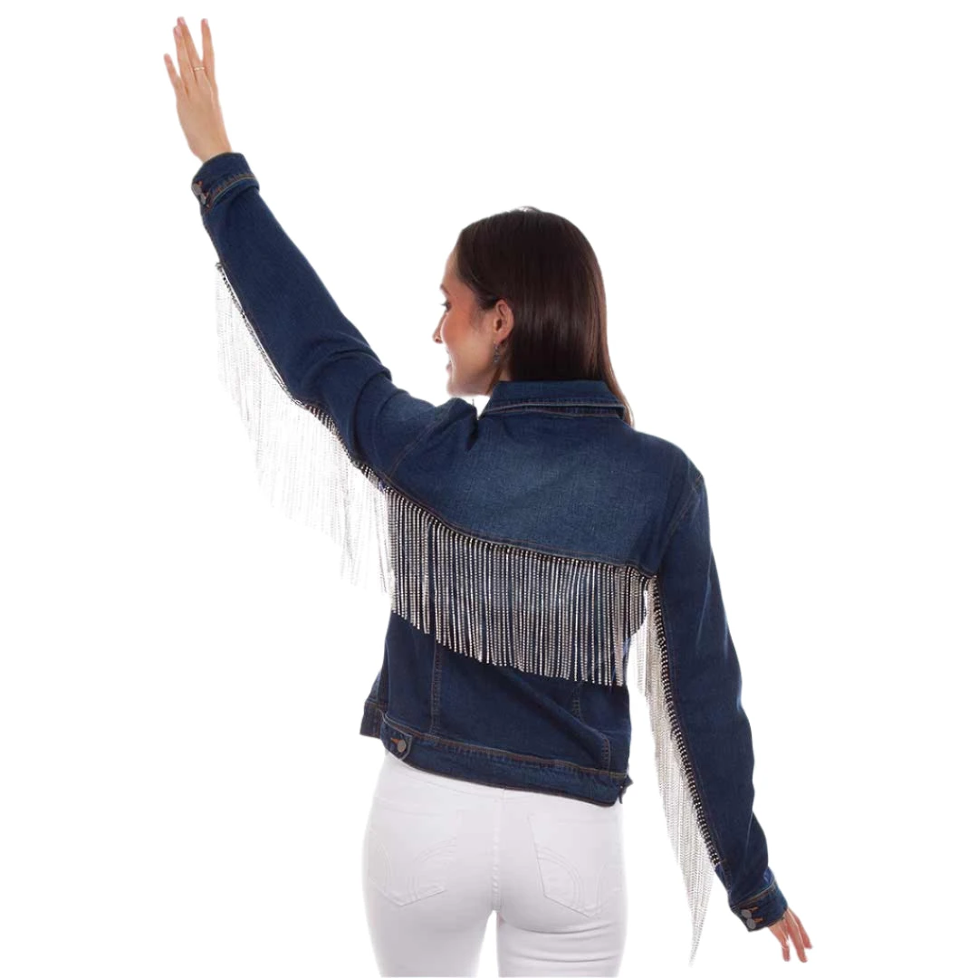 Scully Women's Rhinestone Fringe Jean Jacket - Image 2