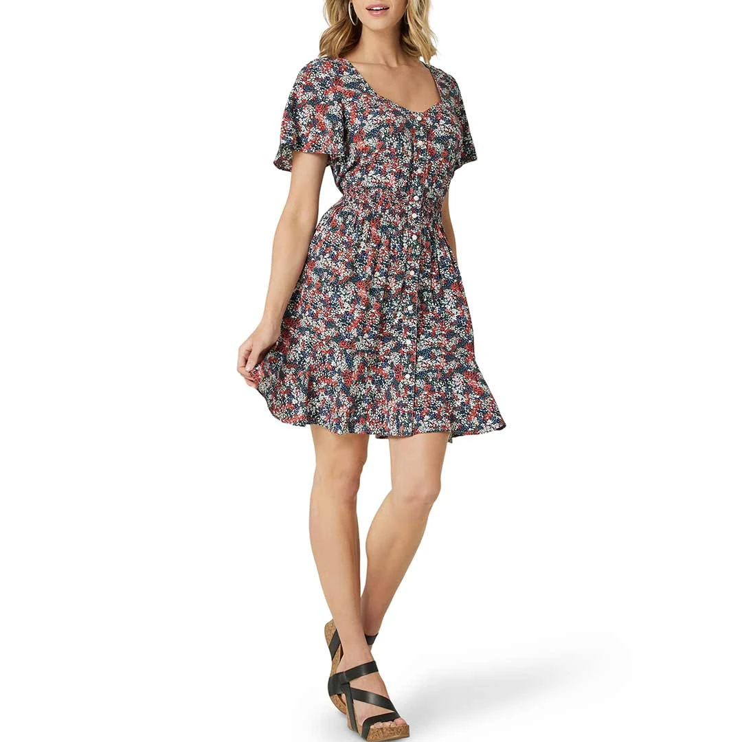 Wrangler Women's Retro Flutter Floral Snap Front Dress - Image 4